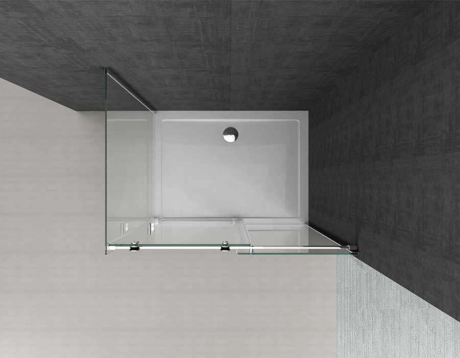 Durovin Bathrooms | Frameless Shower Cubicle with Shower Tray Sliding Glass Corner Walk Image Four